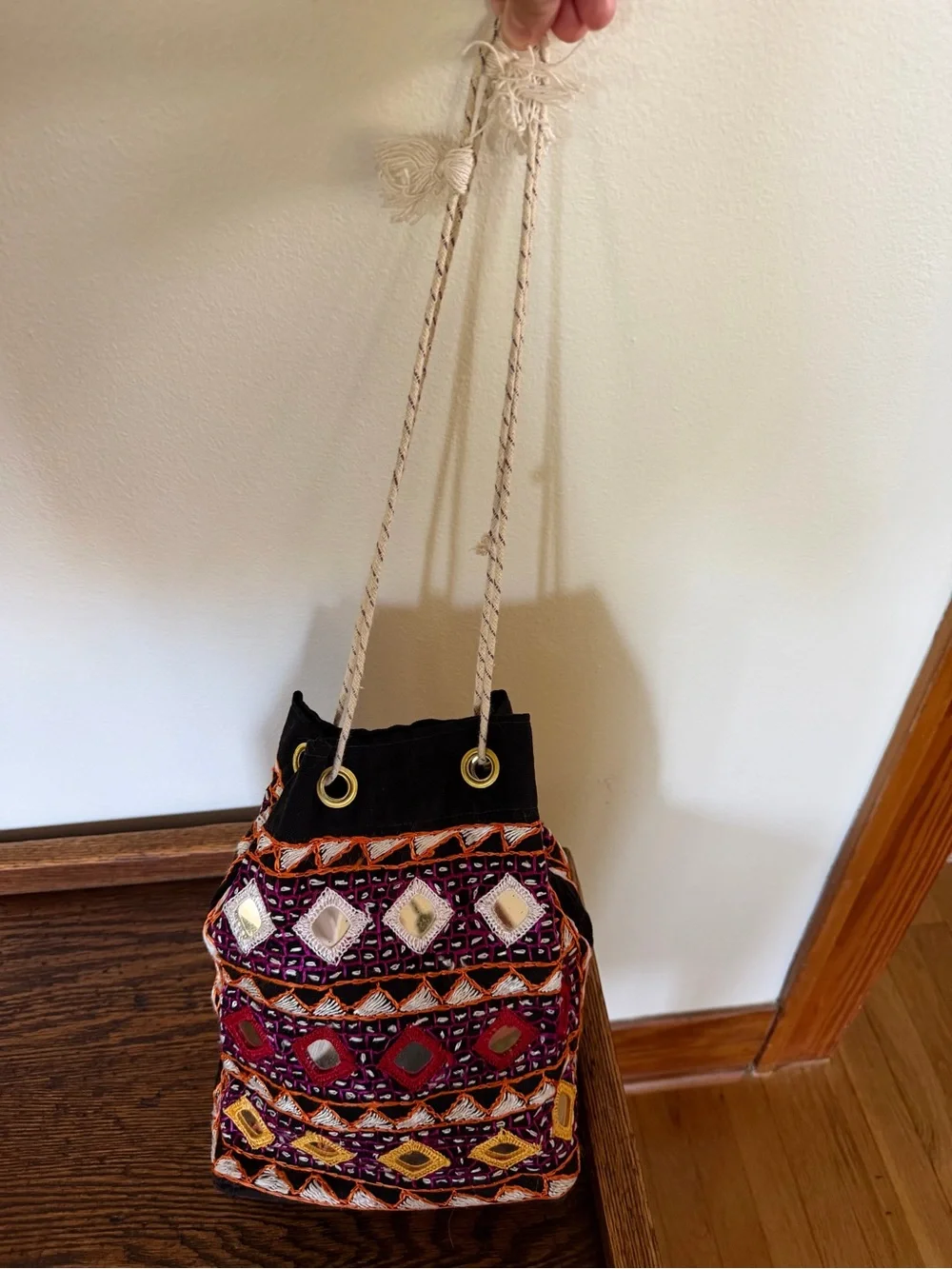 Vintage Indian Banjara Shisha Bucket Bag
